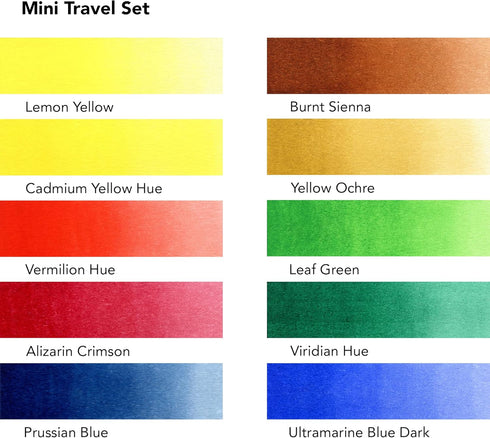 Daler Rowney Mini Half Pan Travel Tin, 12 Piece Set, Colors May Vary...