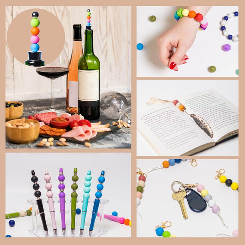 210Pcs Silicone Beads 12mm Silicone Beads for Keychain Making Bulk 30 Colors Loose Round Rubber Beads for Pens Necklace Bracelet Making Kit Jewelr...