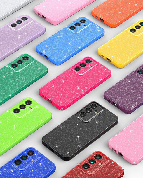Samsung Galaxy S24 Case for Women, Cute Neon Bright Color, Glitter Bling Thin Slim Shockproof Silicone Sparkly Case, Soft TPU Phone Case for Women...