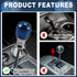 Shift Knob, 8cm Universal for Automatic and Manual Vehicle Gear Shifter Knob with 3 Adapter Titanium Alloy Burnt Blue, 1 Set...
