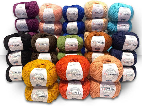 Wool 125 (2- Skeins Pack) 100% Superwash Merino Fine Wool Light Worsted Weight #3 Soft Knitting and Crochet Yarn for Crocheting and Knitting (2 x ...