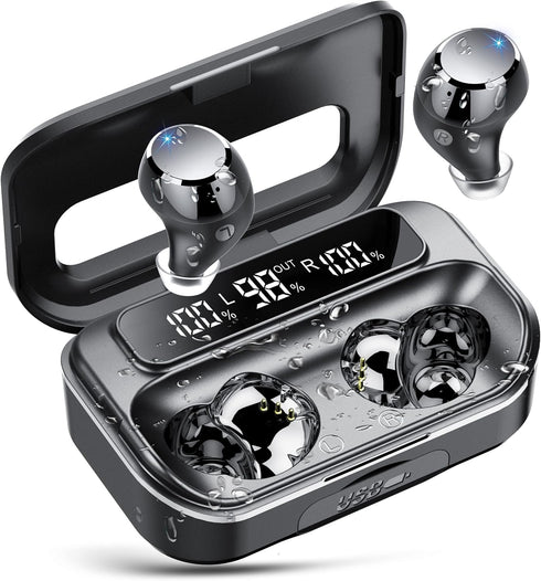 Ear Buds Wireless Bluetooth Earbuds Bluetooth 5.3 Headphones with 4 ENC Noise Cancelling Mic Powerful Bass In-Ear Earbuds with LED Display 128H IP...
