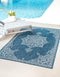 Unique Loom Outdoor Traditional Collection Area Rug - Antique (2' x 3' 1" Rectangle Teal/Ivory)...