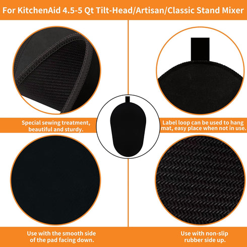 Sliding Mat for Kitchenaid Mixer with 2 Grey Kitchen Accessories, Mover Slider Mat Pad for 5-8 Qt Bowl-Lift Stand Mixer, Kitchen Appliance Slider ...