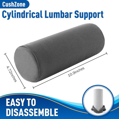 Lumbar Roll Support Pillow for Office Chair, Car, Gaming Chair, Memory Foam Back Cushion with Washable Cover for Relieving Back Pain & Improving P...
