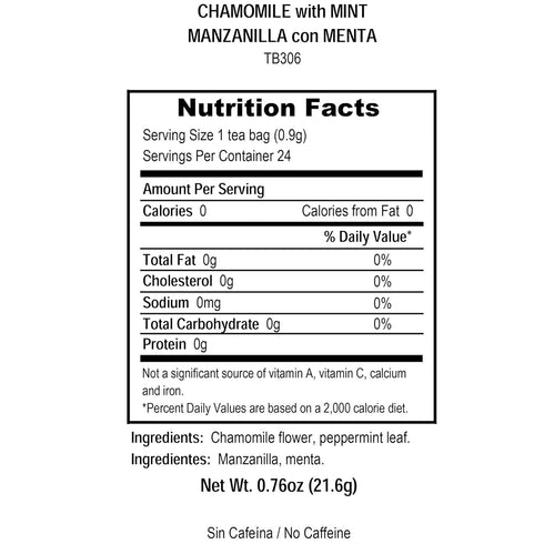 Tadin Chamomile Mint Herbal Tea - no Caffeine, 24 Tea Bags (Manzanilla)...