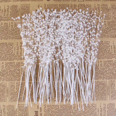 canjoyn 100 Stems Pearl Sticks Beading on Wire Stems for DIY Garland Bridal Wedding Pearl Bouquet Home Party Decor Craft (White)...