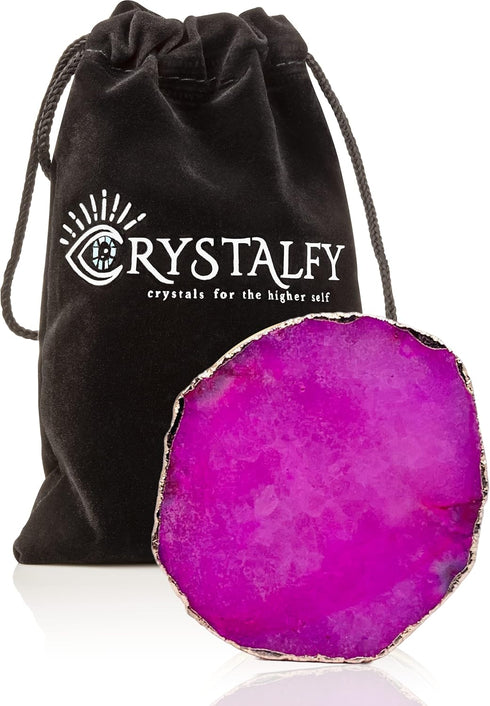 Grips by CRYSTALFY Pink Druzy Quartz Crystal Phone Grip & Phone Stand Authentic Natural Gemstone Swappable Top, Expandable Collapsible Holder for ...