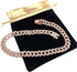 Elegant Sturdy 16 in Collar Cuban Link with Secure Buckle Pet Metal Rose Gold diamond Chain Dog Collar for Medium Large Dogs...