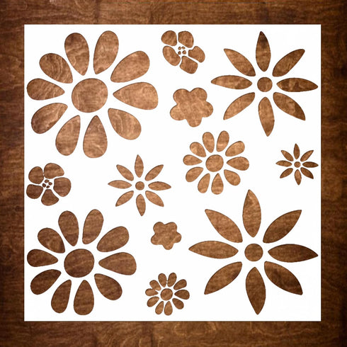 Large Boho Stencil for Painting on Wood, Canvas, Paper, Fabric, Walls and Furniture -Flowers Stencil - 10x10 Inches - Reusable DIY Art and Craft S...