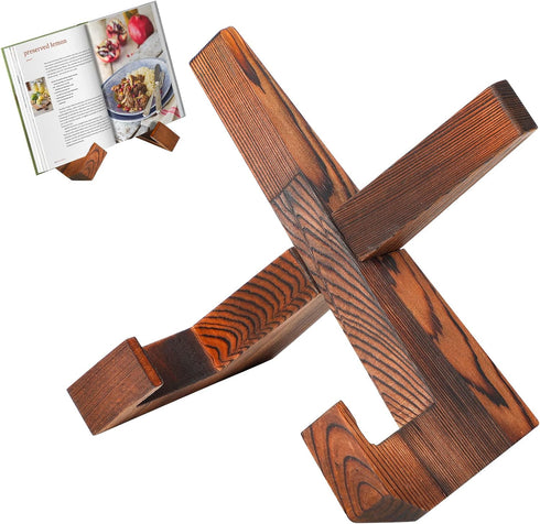 Multipurpose Cookbook Display Stand - Wooden Book Holder Structurally Stable Book Stand Cookbook Holder Brown Farmhouse Recipe Book Holder Suit fo...