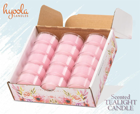 HYOOLA Scented Tealight Candles - Clear Cup - Magnolia Tealight Candles Scented - 6 Hour Burn Time - 15 Pack - European Made...