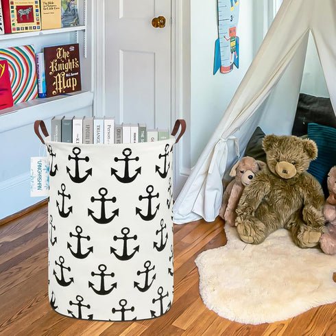 LANGYASHAN Laundry Basket Canvas Fabric Collapsible Organizer Basket for Storage Bin Toy Bins Gift Baskets Bedroom Clothes Children Nursery Hamper...