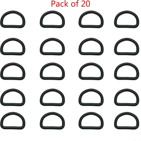 CISONE Metal D Ring Buckle Nickel Plated 1" Inside Diameter Pack of 20 (Black)...