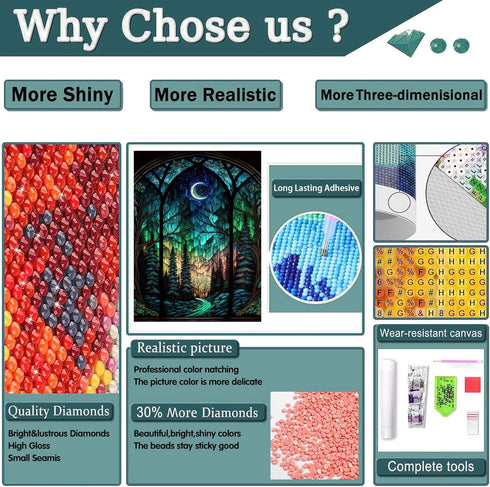 bleihum Starry Night Diamond Painting Kits- Tree Diamond Art for Adults,Gem Painting Crafts for Adults Home Wall Decor,DIY 5D Gem Art Moon Perfect...