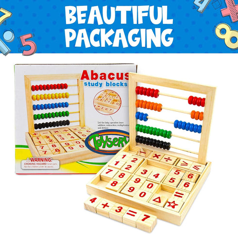 Toysery Abacus for Kids Math Counters, Wooden Educational Counting Toy, Toddler Blocks Kindergarten Toys, Toddler Blocks Wooden Toys, 50 Beads and...