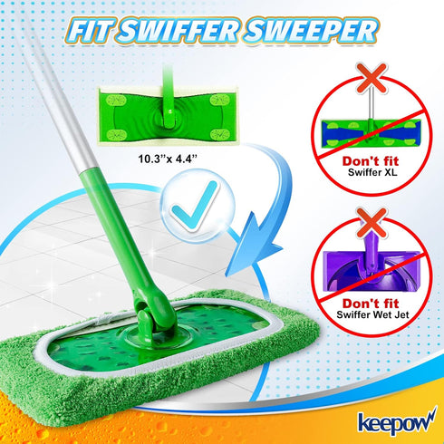 KEEPOW Reusable Wet Pads Refills Compatible with Swiffer Sweeper Mop, Dry Sweeping Cloths, Microfiber Wet Mopping Cloths for Hardwood Floor Cleani...