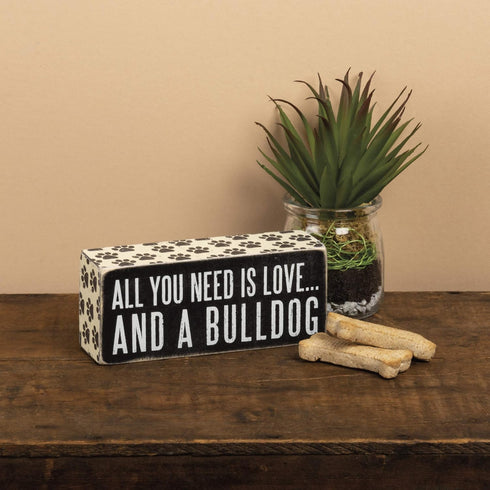 Primitives by Kathy Box Sign, 2.5-Inch by 6-Inch, Bulldog...