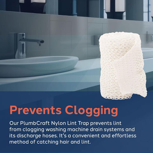PlumbCraft 7639500T Nylon Lint Trap for Washing Machine Drain Systems & Discharge Hoses (2 pack) - Fits all washing machines...