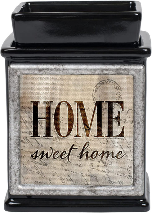 Elanze Designs Home Sweet Home Ceramic Glossy Black Interchangeable Photo Frame Candle Wax Oil Warmer...