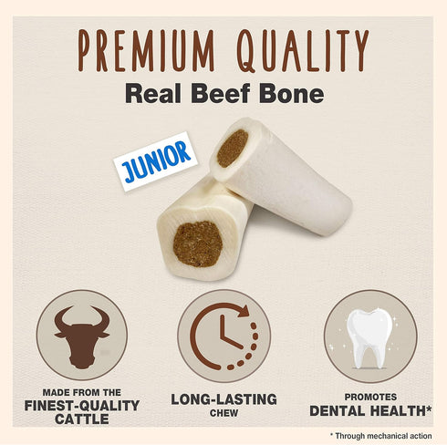 Cadet Junior Stuffed Shin Bones - Highly Digestible, High Protein, Long-Lasting Dog Chew Bone for Aggressive Chewers, Supports Dental Health, - Pe...