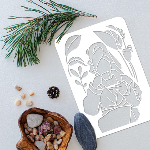 FINGERINSPIRE 6PCS African Tribal Women Stencils 11.7x8.3 inch Plastic Tropical Plant Craft Stencil Large African Girl Stencil Templates with Ring...