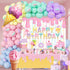 Ice Cream Themed Birthday Party Decorations for Girls,Balloon Garland Arch Kit with Happy Birthday Backdrop - Complete Party Supplies for Kids’ Sw...