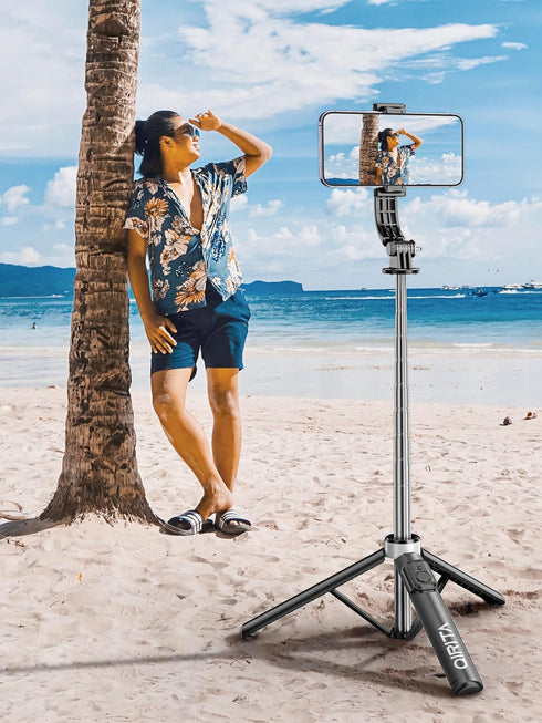 Selfie Stick & Phone Tripod, All in 1 Selfie Stick Tripod with Remote, Phone Travel Tripod Stand for Video Recording, Live Streaming, Photograph, ...