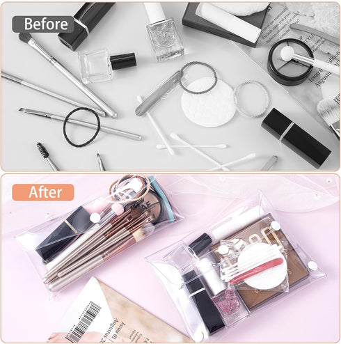 3 Pack Transparent Cosmetic Bags, Different Size Portable Waterproof PVC Makeup Cases Organizers Pouch Carrying Accessories for Lipstick Facial Cl...