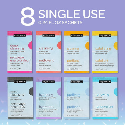 Freeman Limited Edition Renew & Relax Mask Kit, Face Masks To Soothe, Rejuvenate, and Deep Cleanse Pores, Facial Mask Variety, Silicone Mask Appli...
