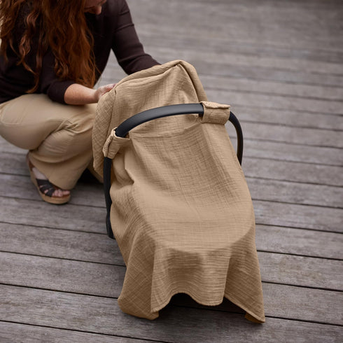Denmark - Muslin Baby Car Seat Cover for Boys and Girls – 100% Organic Cotton Car Seat Canopy with Perfect Fit for Baby Carrier - 43 x 31 (Natural...