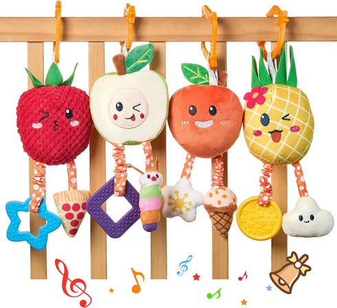 OR OR TU Baby Toys for 3 6 9 12 Months, Hanging Toys Fruit Rattles Infant Newborn Stroller Mobile Toys Car Seat Crib Plush Wind Chime for Boys Gir...