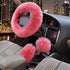 3PCS Wool Steering Wheel Cover with Fuzzy Handbrake Cover & Gear Shift Cover, Universal 15 Inch Steering Wheel Fluffy Soft Protector, Comforting W...