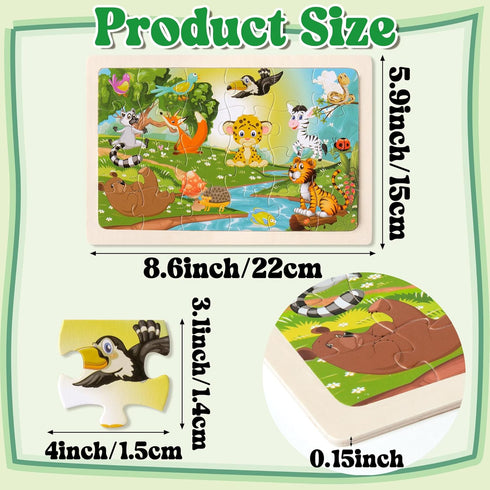 Wooden Puzzles for Toddlers Kids - 4 Packs 24PCS Animal Themed Wood Puzzle, Ocean Under The Sea Treasure Zoo Farm Preschool Educational Learning T...