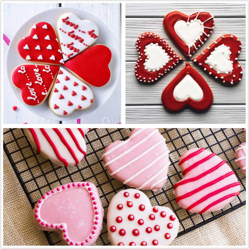 5 Pieces Heart Cookie Cutter 3.95", 3.35", 2.75", 2.36",1.37" Valentine’s Day Cookie Cutters for Baking and Decorating Anniversary, Bridal, Engage...