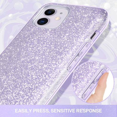 MILPROX Case Compatible for iPhone 11, Bling Sparkly Glitter Luxury Shiny Sparker Shell, Protective 3 Layer Hybrid Anti-Slick Slim Soft Cover for ...