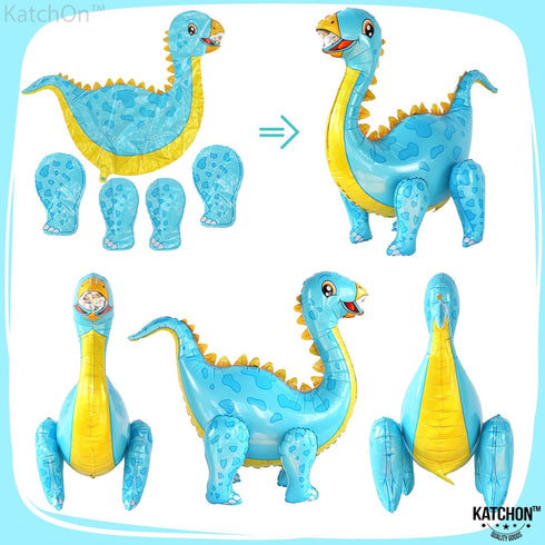 KatchOn, Big Blue Three Rex Balloons - 35 Inch Pack of 10 | Blue Dinosaur Balloon, Three Rex Birthday Party Decorations Boy | Blue Dinosaur Party ...