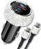 Bling USB C Car Charger, 38W PD + QC Dual Port Fast Charging Adapter with 3.2FT Type-C Charging Cable Compatible for iPhone 15 Pro Max iPad Androi...