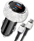 Bling USB C Car Charger, 38W PD + QC Dual Port Fast Charging Adapter with 3.2FT Type-C Charging Cable Compatible for iPhone 15 Pro Max iPad Androi...