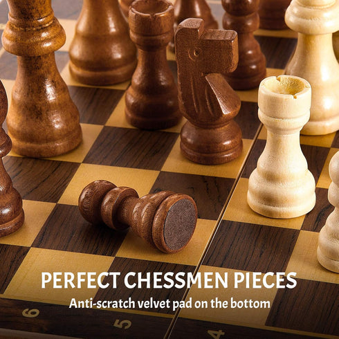 56 Pieces Wooden Checkers Pieces Handcrafted Chess with Drawstring Storage Pouch Classic Wooden Chess Game Set Board Games Accessories in 2 Styles...