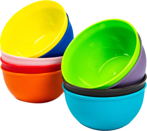 Youngever 9 Pack 10 Ounce Plastic Bowls, Kids Plastic Bowls, Set of 9 (9 Rainbow Colors)...