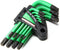 Powerbuilt L-Type Tamper Proof 9 Piece Wrench Set, Short Arm Torx Star Key, Non-Slip Handle, Hex Ball End, Holder - Green 941071...