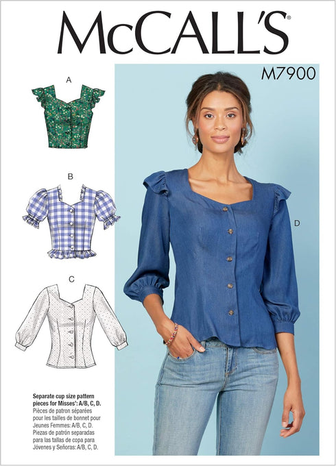 McCall Pattern Women's Gathered Cuff Blouse, Sizes 6-14 Sewing Pattern...