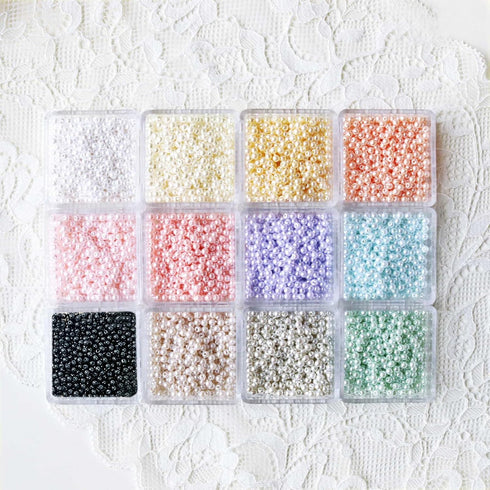 2mm/0.08" Premium Tiny Faux Pearl Beads, Mini Doll Faux Pearl Beads, in 12 Colors, Perfect for Doll Clothes, Craft Supplies, Pack of About 3 Grams...