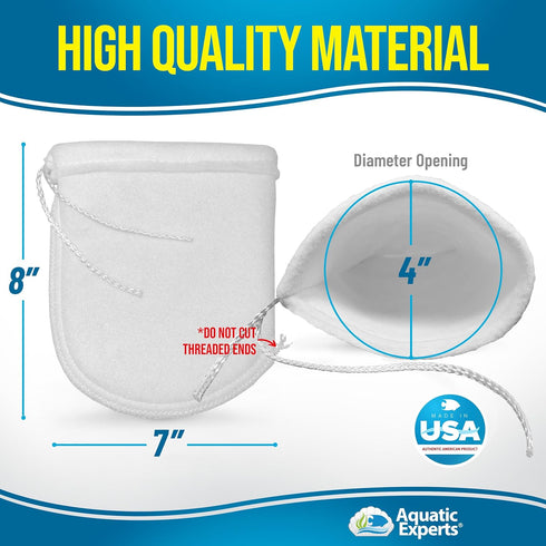 Aquatic Experts 200 Micron Drawstring Filter Sock - Filter Socks for Saltwater Aquarium, Sump Filter Sock, Freshwater Aquarium Filter Sock - Custo...