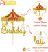 Glitter Circus Happy Birthday Cake Topper - Tent Carnival Themed Cake Decor - Amusement Park Circus Theme Party Supplies Gold...