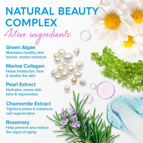 MAREE Facial Masks with Marine Collagen & Hyaluronic Acid - Sheet Moisturizing Masks for Face with Green & Red Algae Extract for All Skin Types - ...