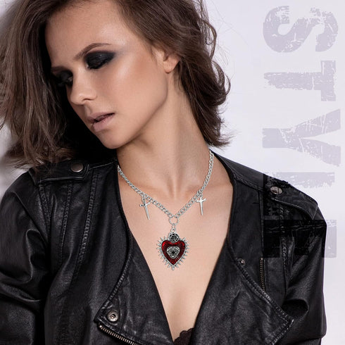 Janmercy 15 Pcs Gothic Grunge Necklace Set Goth Punk Rock Vintage Y2k Harajuku Silver Chain Choker Necklace Jewelry Costume Accessories for Women ...