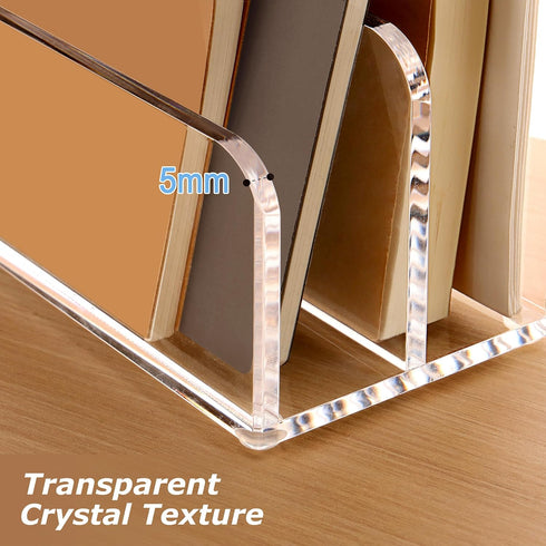 SANRUI Acrylic Mail Sorter Desktop Organizer Holder, 2 Compartments Clear Small File Script Letter Office Document Storage for Desk Bill Filling E...