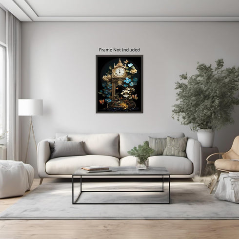 Posterizer 1 pcs-old timey watch and cute flowers-dreamy collage-Retro Art-Vintage Art-Gift for Steampunk or Goth Fans- UNFRAMED Wall Art...